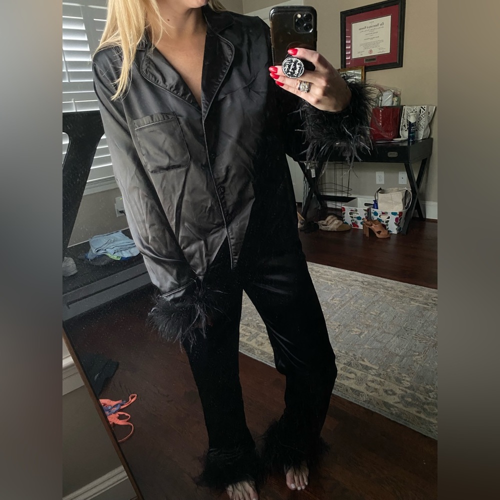 Nasty Gal Feather PJ’s NTW size 4